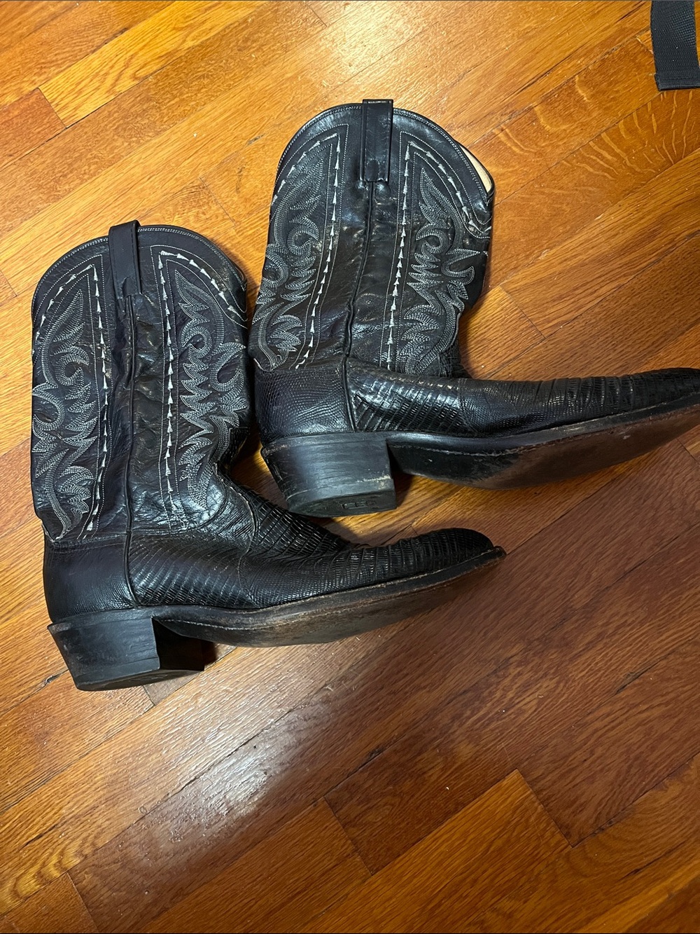 Dan Post Black Leather Western Cowboy Boots VINTAGE